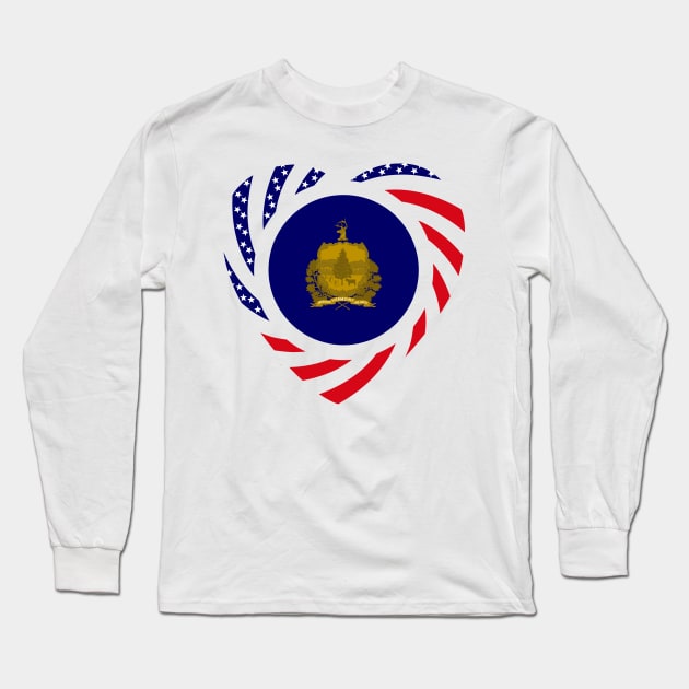 Vermont Murican Patriot Flag Series (Heart) Long Sleeve T-Shirt by Village Values